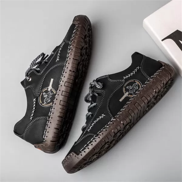 Lazzy Mens Casual Shoes Driving Slip on Loafers Outdoor Walking Shoes Lightweight Leather Oxford Casual Dress Shoes for MenBlack1