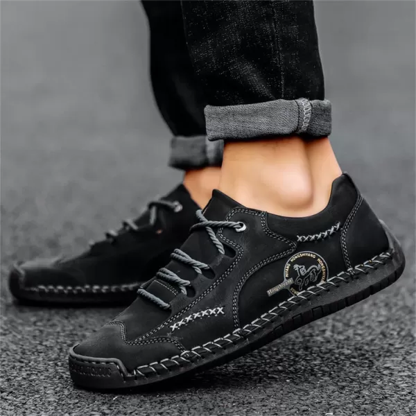 Lazzy Mens Casual Shoes Driving Slip on Loafers Outdoor Walking Shoes Lightweight Leather Oxford Casual Dress Shoes for MenBlack1