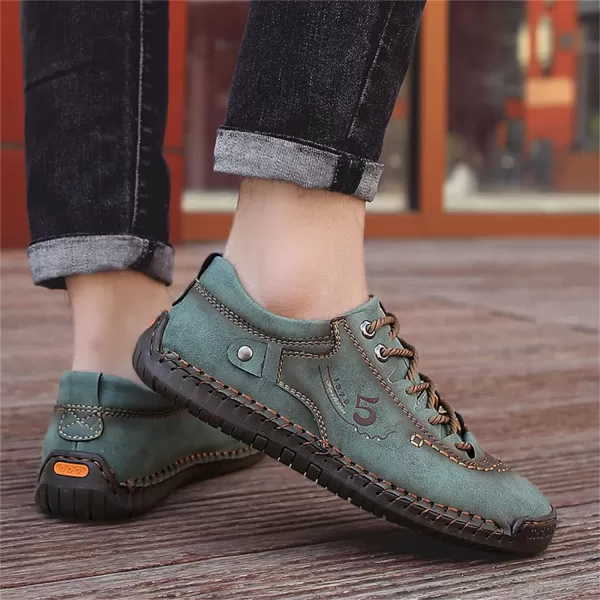 Lazzy Mens Casual Shoes Driving Slip on Loafers Outdoor Walking Shoes Lightweight Leather Oxford Casual Dress Shoes for MenGreen