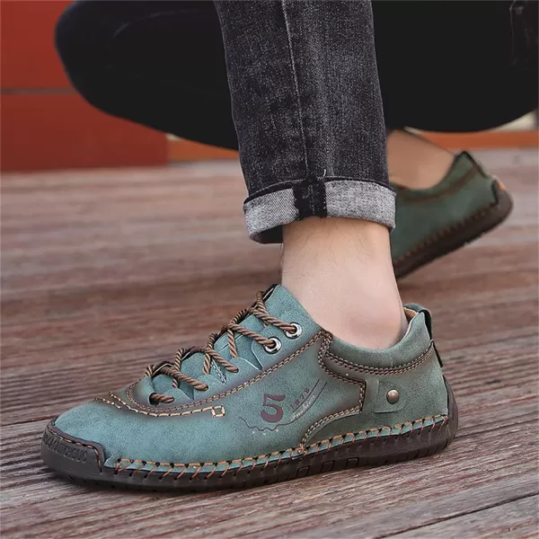 Lazzy Mens Casual Shoes Driving Slip on Loafers Outdoor Walking Shoes Lightweight Leather Oxford Casual Dress Shoes for MenGreen