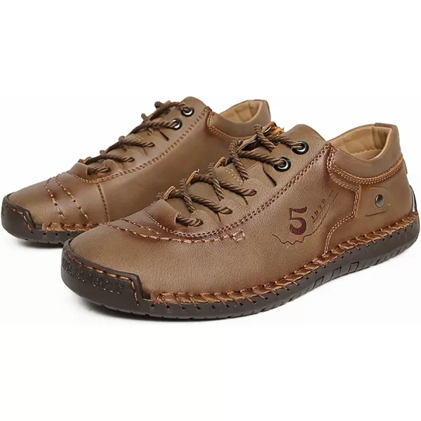 Lazzy Mens Casual Shoes Driving Slip on Loafers Outdoor Walking Shoes Lightweight Leather Oxford Casual Dress Shoes for MenKhaki