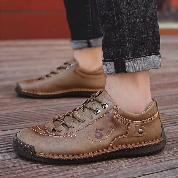 Lazzy Mens Casual Shoes Driving Slip on Loafers Outdoor Walking Shoes Lightweight Leather Oxford Casual Dress Shoes for MenKhaki