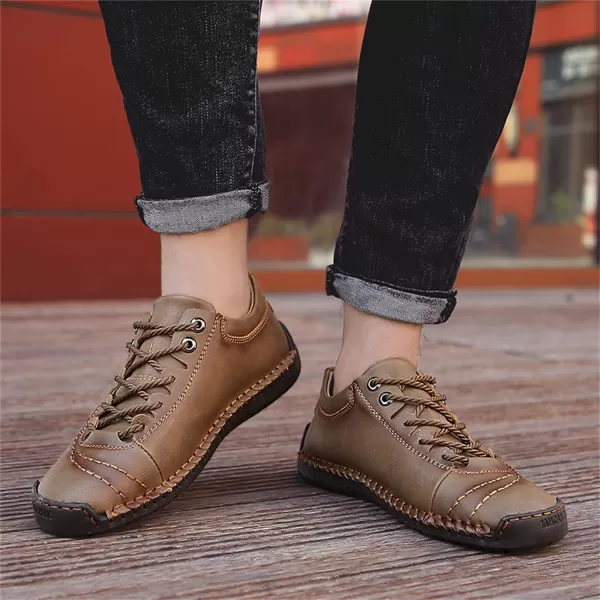 Lazzy Mens Casual Shoes Driving Slip on Loafers Outdoor Walking Shoes Lightweight Leather Oxford Casual Dress Shoes for MenKhaki
