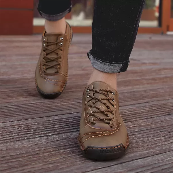 Lazzy Mens Casual Shoes Driving Slip on Loafers Outdoor Walking Shoes Lightweight Leather Oxford Casual Dress Shoes for MenKhaki