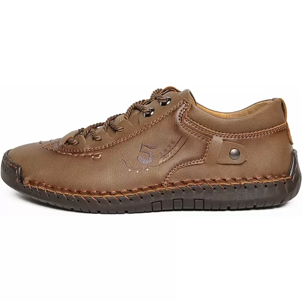 Lazzy Mens Casual Shoes Driving Slip on Loafers Outdoor Walking Shoes Lightweight Leather Oxford Casual Dress Shoes for MenKhaki