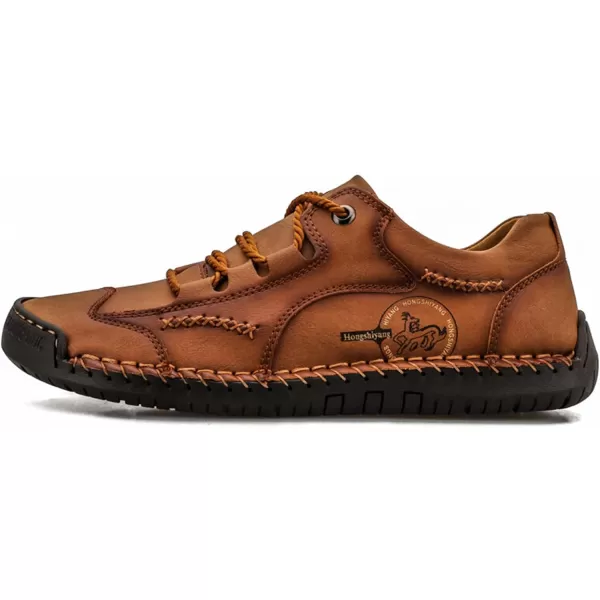 Lazzy Mens Casual Shoes Driving Slip on Loafers Outdoor Walking Shoes Lightweight Leather Oxford Casual Dress Shoes for MenRedBrown