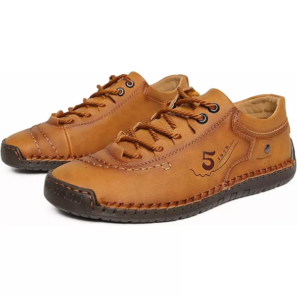 Lazzy Mens Casual Shoes Driving Slip on Loafers Outdoor Walking Shoes Lightweight Leather Oxford Casual Dress Shoes for MenYellow