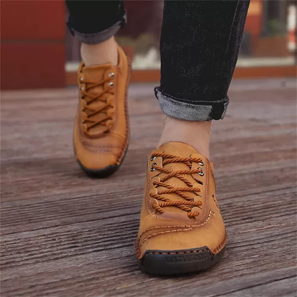 Lazzy Mens Casual Shoes Driving Slip on Loafers Outdoor Walking Shoes Lightweight Leather Oxford Casual Dress Shoes for MenYellow