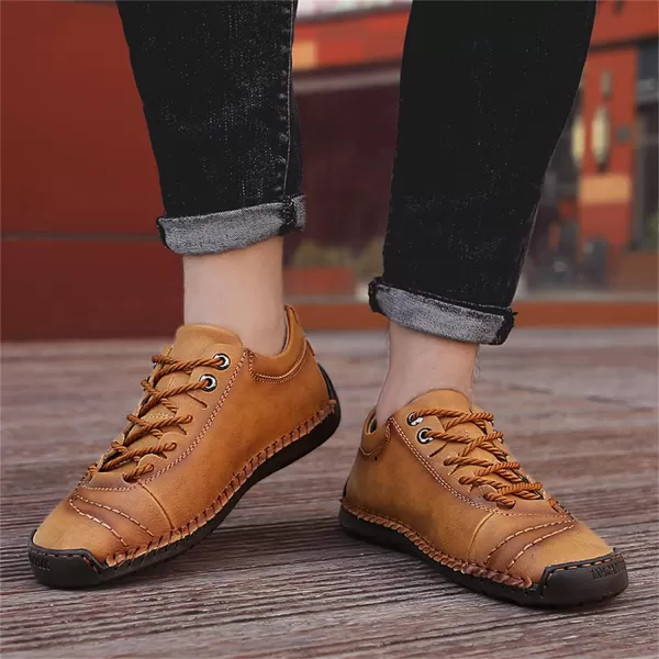 Lazzy Mens Casual Shoes Driving Slip on Loafers Outdoor Walking Shoes Lightweight Leather Oxford Casual Dress Shoes for MenYellow