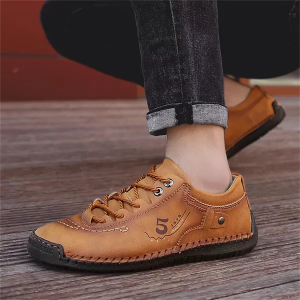 Lazzy Mens Casual Shoes Driving Slip on Loafers Outdoor Walking Shoes Lightweight Leather Oxford Casual Dress Shoes for MenYellow