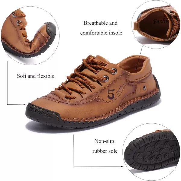 Lazzy Mens Casual Shoes Driving Slip on Loafers Outdoor Walking Shoes Lightweight Leather Oxford Casual Dress Shoes for MenYellow