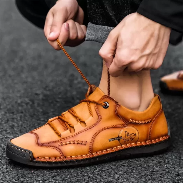 Lazzy Mens Casual Shoes Driving Slip on Loafers Outdoor Walking Shoes Lightweight Leather Oxford Casual Dress Shoes for MenYellow Brown