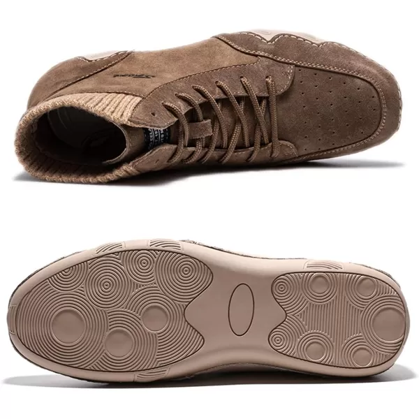 Lazzy Mens Casual Shoes Fashion Sneaker Boots NonSlip Ankle Boot High Top Walking Shoes Lightweight Outdoor Shoes for MenKhaki