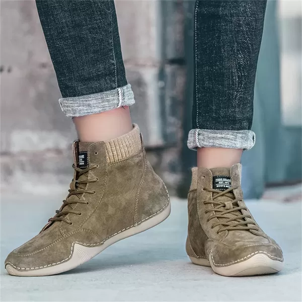Lazzy Mens Casual Shoes Fashion Sneaker Boots NonSlip Ankle Boot High Top Walking Shoes Lightweight Outdoor Shoes for MenKhaki