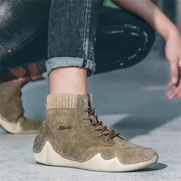 Lazzy Mens Casual Shoes Fashion Sneaker Boots NonSlip Ankle Boot High Top Walking Shoes Lightweight Outdoor Shoes for MenKhaki