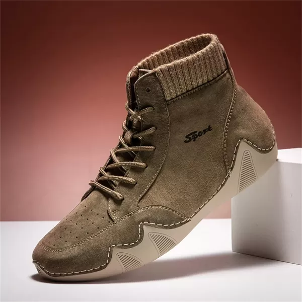Lazzy Mens Casual Shoes Fashion Sneaker Boots NonSlip Ankle Boot High Top Walking Shoes Lightweight Outdoor Shoes for MenKhaki
