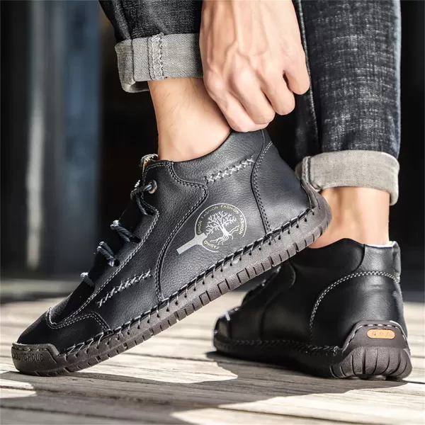 Lazzy Mens Casual Shoes Vintage Ankle Chukka Boots Pu Leather Loafers Shoes Soft Comfort Walking Driving Shoes Black Brown Khaki GreenBlack