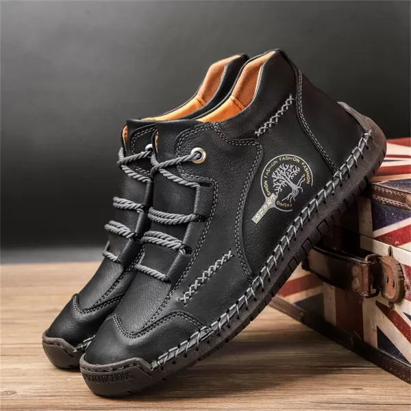 Lazzy Mens Casual Shoes Vintage Ankle Chukka Boots Pu Leather Loafers Shoes Soft Comfort Walking Driving Shoes Black Brown Khaki GreenBlack