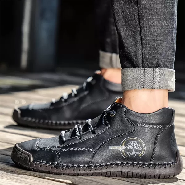 Lazzy Mens Casual Shoes Vintage Ankle Chukka Boots Pu Leather Loafers Shoes Soft Comfort Walking Driving Shoes Black Brown Khaki GreenBlack
