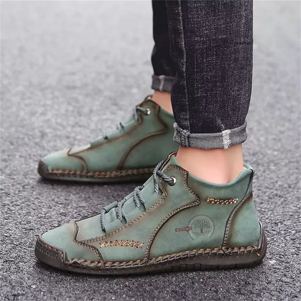 Lazzy Mens Casual Shoes Vintage Ankle Chukka Boots Pu Leather Loafers Shoes Soft Comfort Walking Driving Shoes Black Brown Khaki GreenGreen