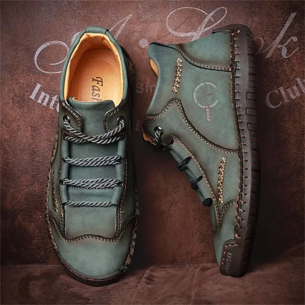 Lazzy Mens Casual Shoes Vintage Ankle Chukka Boots Pu Leather Loafers Shoes Soft Comfort Walking Driving Shoes Black Brown Khaki GreenGreen