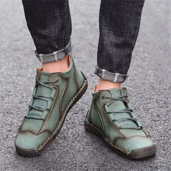 Lazzy Mens Casual Shoes Vintage Ankle Chukka Boots Pu Leather Loafers Shoes Soft Comfort Walking Driving Shoes Black Brown Khaki GreenGreen