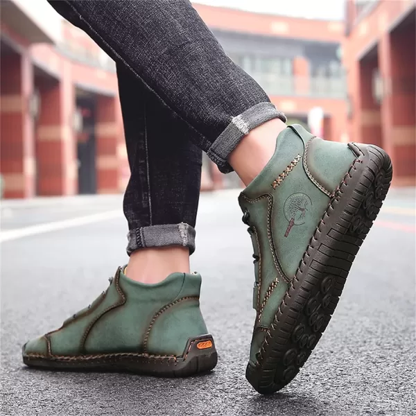Lazzy Mens Casual Shoes Vintage Ankle Chukka Boots Pu Leather Loafers Shoes Soft Comfort Walking Driving Shoes Black Brown Khaki GreenGreen