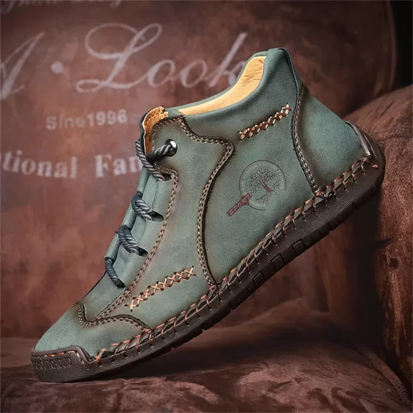 Lazzy Mens Casual Shoes Vintage Ankle Chukka Boots Pu Leather Loafers Shoes Soft Comfort Walking Driving Shoes Black Brown Khaki GreenGreen