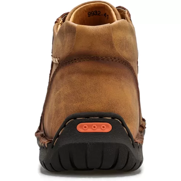 Lazzy Mens Casual Shoes Vintage Ankle Chukka Boots Pu Leather Loafers Shoes Soft Comfort Walking Driving Shoes Black Brown Khaki GreenYellow