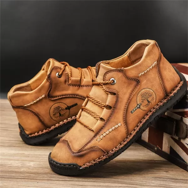 Lazzy Mens Casual Shoes Vintage Ankle Chukka Boots Pu Leather Loafers Shoes Soft Comfort Walking Driving Shoes Black Brown Khaki GreenYellow