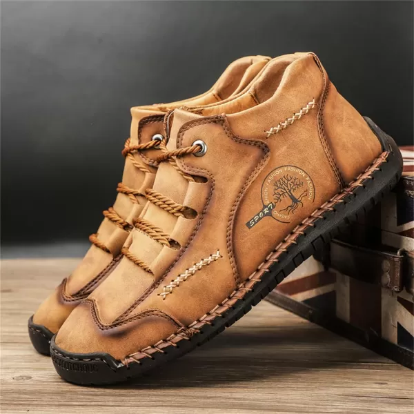 Lazzy Mens Casual Shoes Vintage Ankle Chukka Boots Pu Leather Loafers Shoes Soft Comfort Walking Driving Shoes Black Brown Khaki GreenYellow