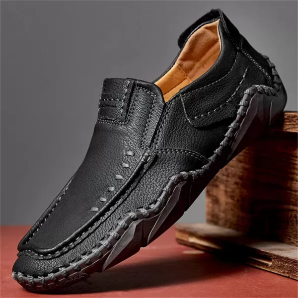 Lazzy Mens Casual Slip On Loafers Leather Dress Shoes Driving Walking Oxfords Moccasins Boat Shoes for MenBlack