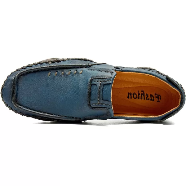 Lazzy Mens Casual Slip On Loafers Leather Dress Shoes Driving Walking Oxfords Moccasins Boat Shoes for MenBlue