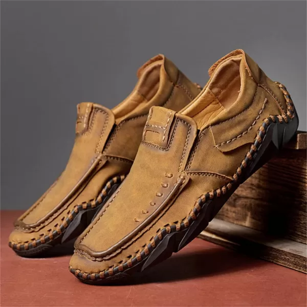 Lazzy Mens Casual Slip On Loafers Leather Dress Shoes Driving Walking Oxfords Moccasins Boat Shoes for MenBrown