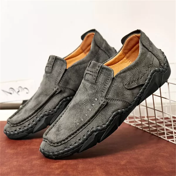 Lazzy Mens Casual Slip On Loafers Leather Dress Shoes Driving Walking Oxfords Moccasins Boat Shoes for MenGrey