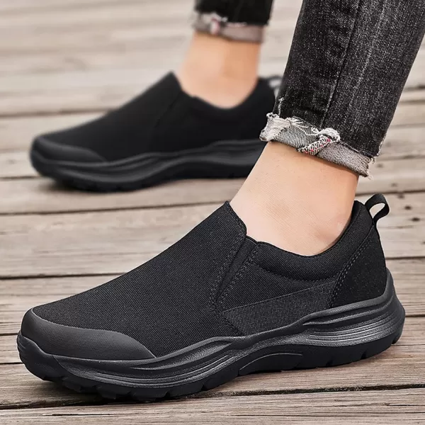Lazzy Mens Casual SlipOn Loafers Breathable Boat Shoes Canvas Oxfords Non Slip Walking Shoes for MenBlack
