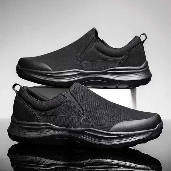 Lazzy Mens Casual SlipOn Loafers Breathable Boat Shoes Canvas Oxfords Non Slip Walking Shoes for MenBlack