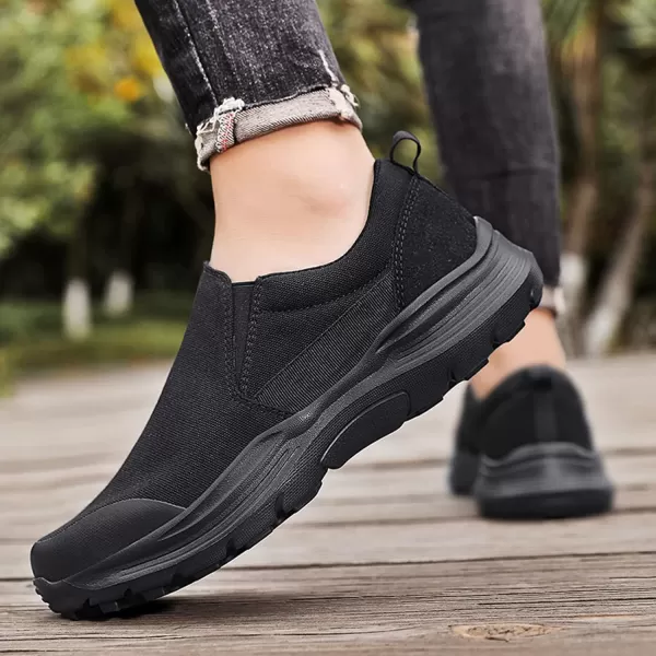 Lazzy Mens Casual SlipOn Loafers Breathable Boat Shoes Canvas Oxfords Non Slip Walking Shoes for MenBlack