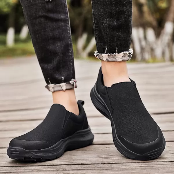 Lazzy Mens Casual SlipOn Loafers Breathable Boat Shoes Canvas Oxfords Non Slip Walking Shoes for MenBlack