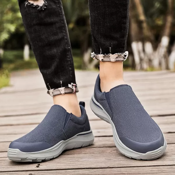 Lazzy Mens Casual SlipOn Loafers Breathable Boat Shoes Canvas Oxfords Non Slip Walking Shoes for MenBlue