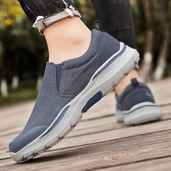 Lazzy Mens Casual SlipOn Loafers Breathable Boat Shoes Canvas Oxfords Non Slip Walking Shoes for MenBlue