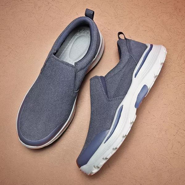 Lazzy Mens Casual SlipOn Loafers Breathable Boat Shoes Canvas Oxfords Non Slip Walking Shoes for MenBlue