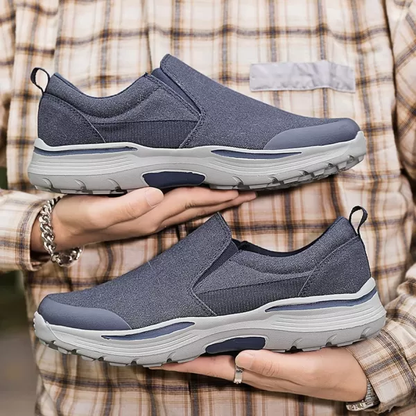 Lazzy Mens Casual SlipOn Loafers Breathable Boat Shoes Canvas Oxfords Non Slip Walking Shoes for MenBlue
