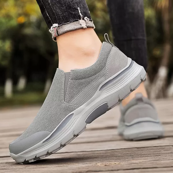 Lazzy Mens Casual SlipOn Loafers Breathable Boat Shoes Canvas Oxfords Non Slip Walking Shoes for MenGrey