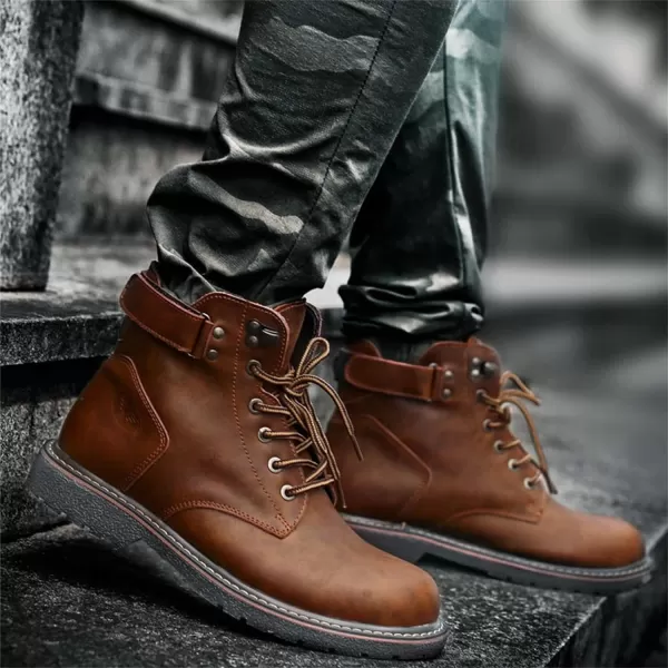 Lazzy Mens Chukka Boots Motorcycle Combat Oxford Boot Lace Up Casual Shoes Fashion Ankle Shoes for MenBrown