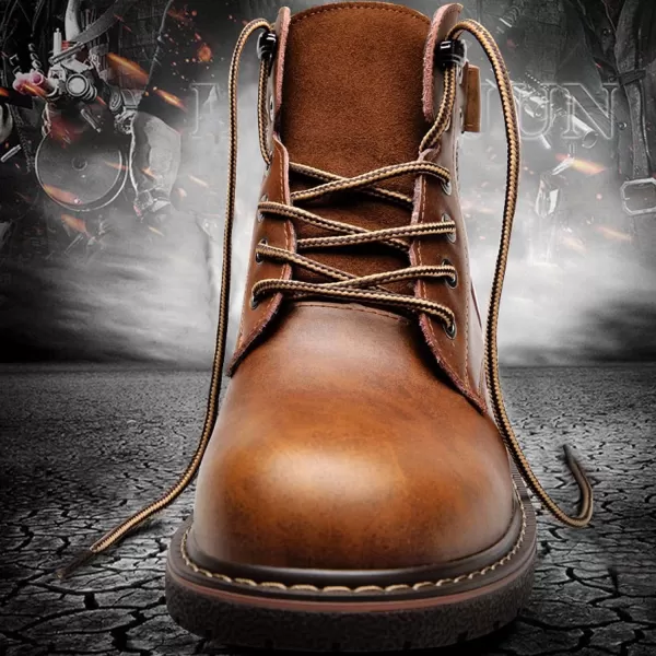 Lazzy Mens Chukka Boots Motorcycle Combat Oxford Boot Lace Up Casual Shoes Fashion Ankle Shoes for MenBrown