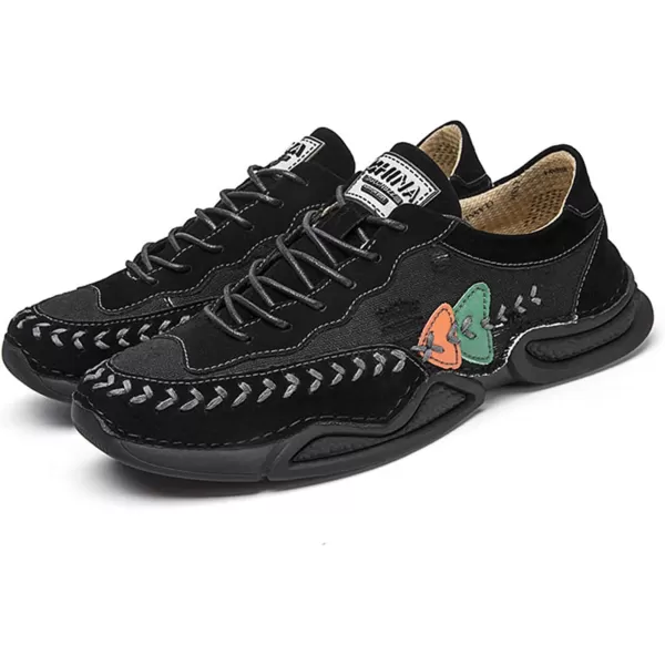 Lazzy Mens Fashion Sneakers Casual Slip On Loafers Walking Shoes LaceUp Sport Running Hiking Shoes for MenBlack
