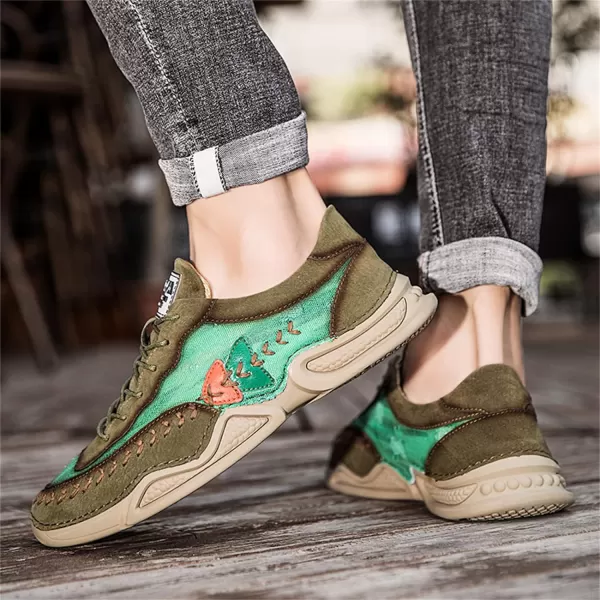 Lazzy Mens Fashion Sneakers Casual Slip On Loafers Walking Shoes LaceUp Sport Running Hiking Shoes for MenGreen