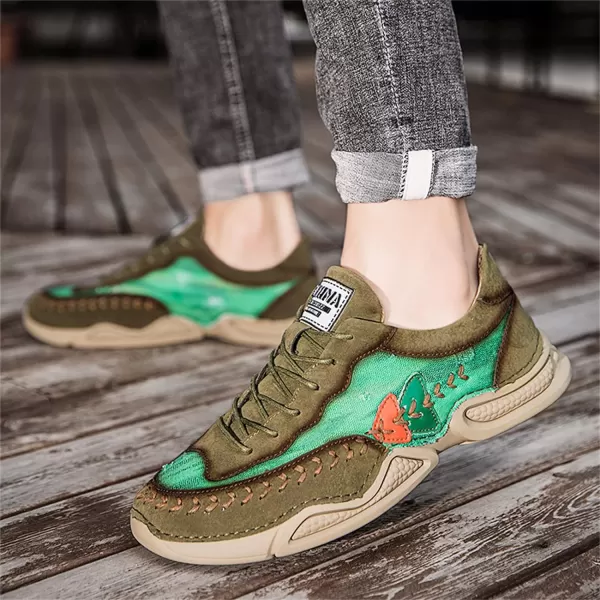 Lazzy Mens Fashion Sneakers Casual Slip On Loafers Walking Shoes LaceUp Sport Running Hiking Shoes for MenGreen