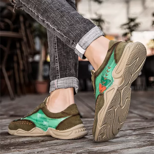 Lazzy Mens Fashion Sneakers Casual Slip On Loafers Walking Shoes LaceUp Sport Running Hiking Shoes for MenGreen